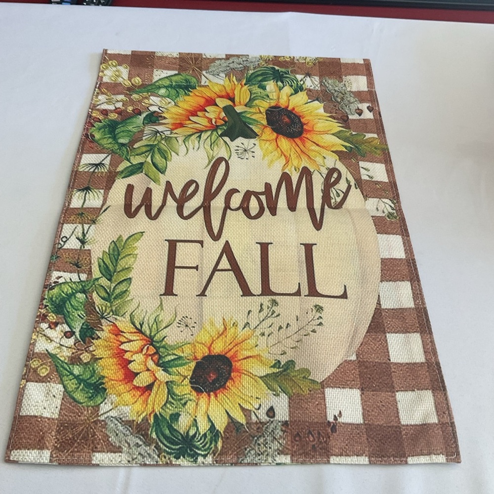 Fall Welcome Mat with Sunflower Design